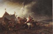 Philips Wouwerman A Detachment of cavalry attacking a camp oil painting picture wholesale